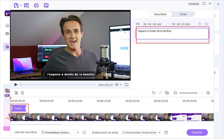 ajouter sous titre video UniConverter
