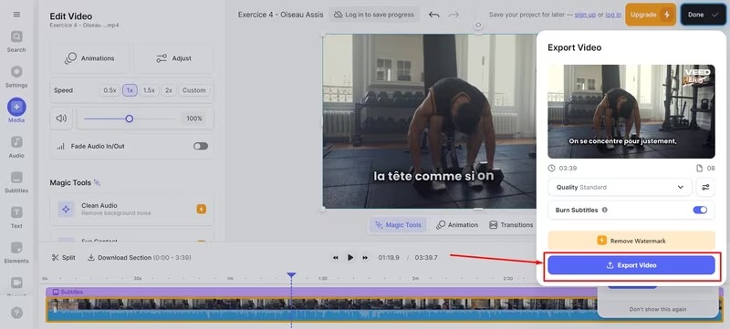 ajouter sous titre video Veed.io