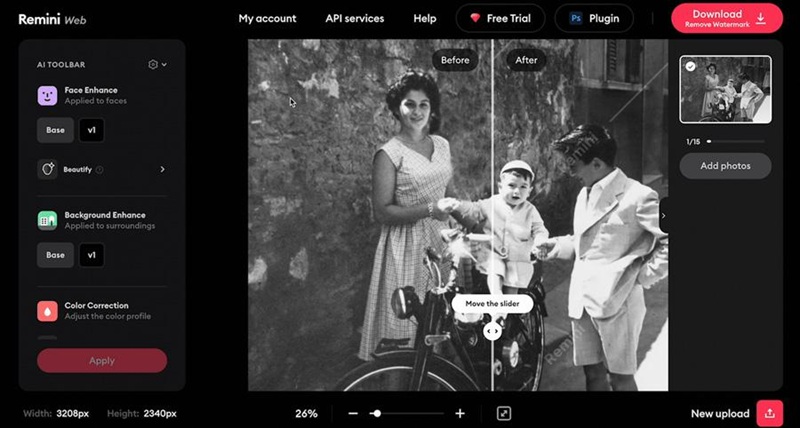 logiciel retouche photo intelligence artificielle Remini