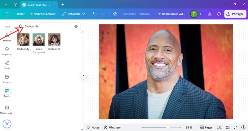 transformer photo en dessin canva