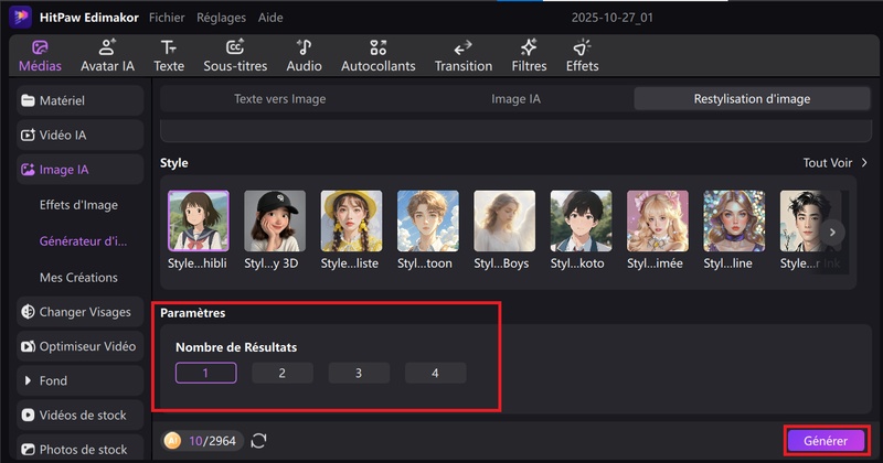 transformer photo en dessin edimakor paramère