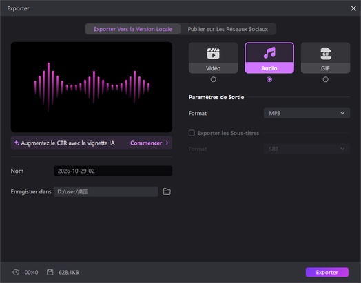Timeline Edimakor pour modifier et exporter une chanson de rap IA