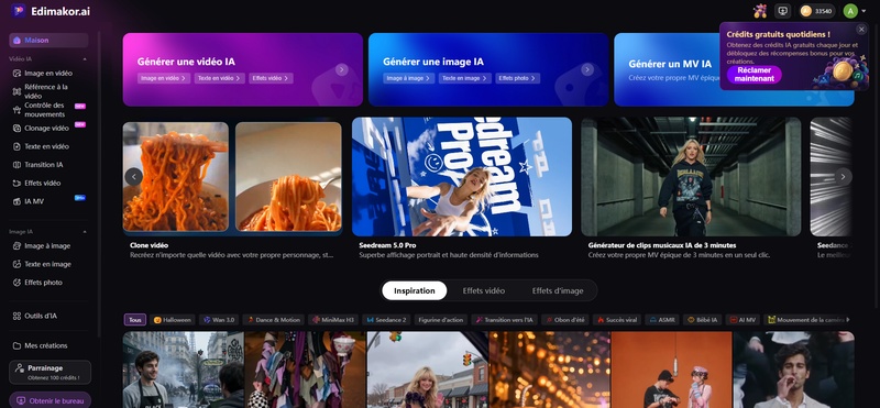 Ouvrir Edimakor en ligne pour créer des images créatives pour les réseaux sociaux