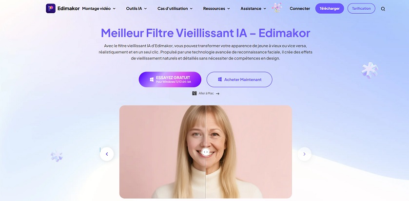 Page « Filtre d'âge IA » d'Edimakor