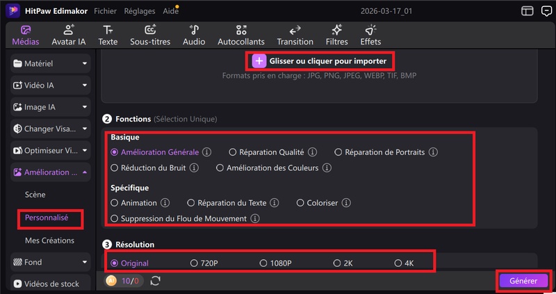 améliorer la qualité d'une photo pixelisée avec Edimakor