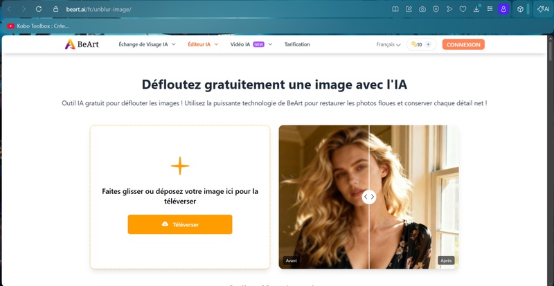 application pour déflouter une photo BeArt