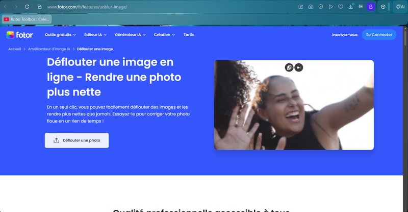 application pour déflouter une photo Fotor