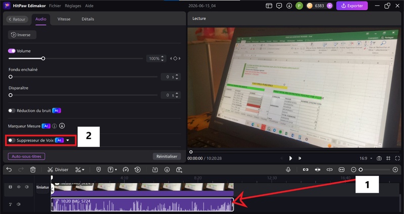 comment séparer la voix et la musique avec Edimakor