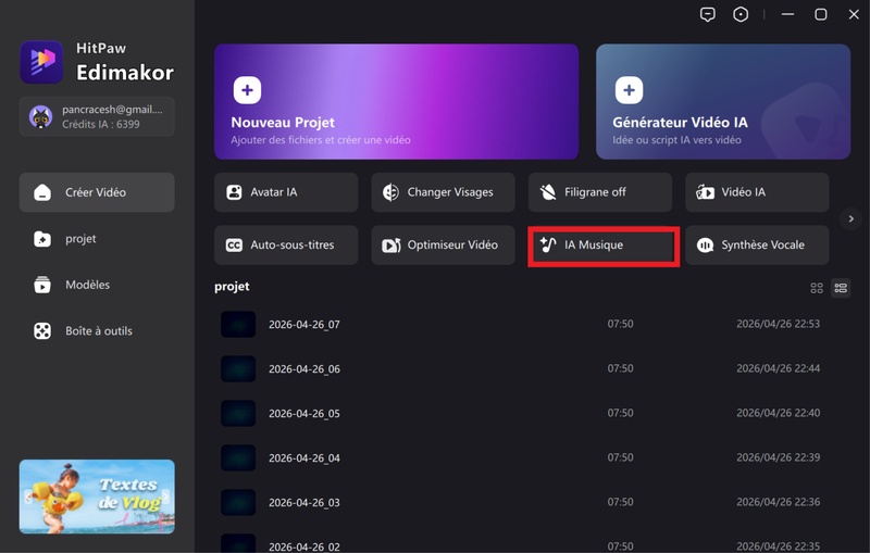 créer un clip musical avec ia avec Edimakor guide 1
