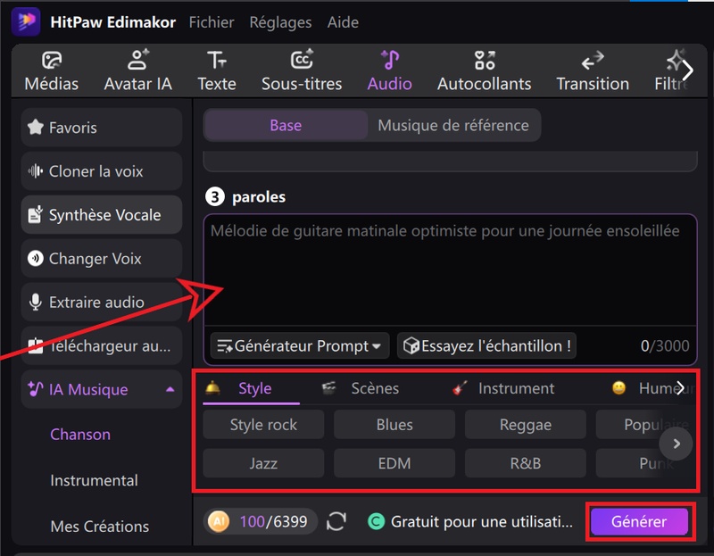 créer un clip musical avec ia avec Edimakor guide 3