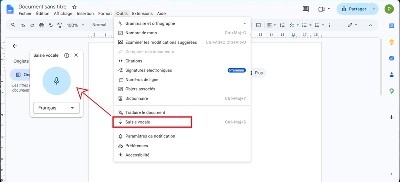 logiciel synthèse vocale mac Google Docs : saisie vocale