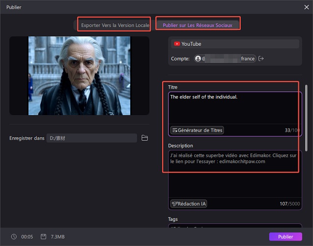 Tutoriel création vidéo de vieillissement avec Edimakor - étape 5