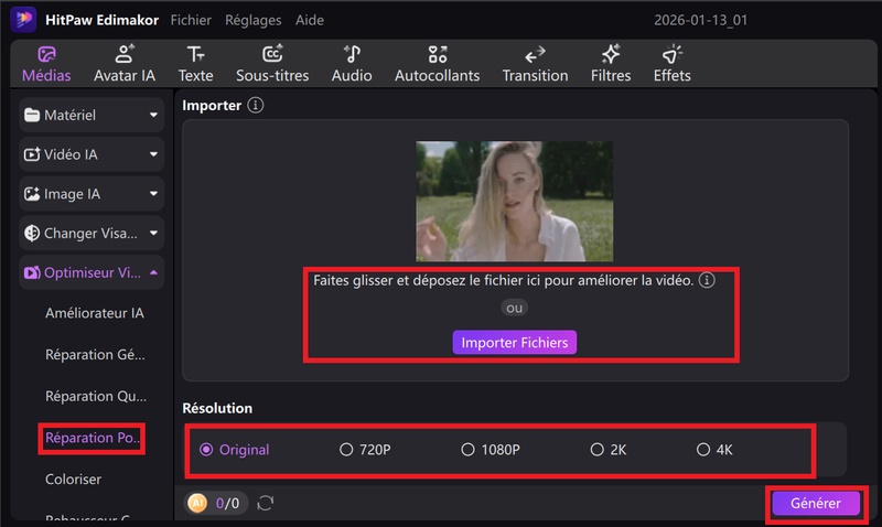 réparer vidéo floue avec Edimakor