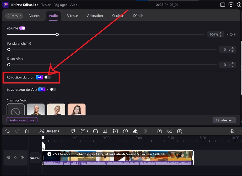 supprimer bruit de fond vidéo avec Edimakor
