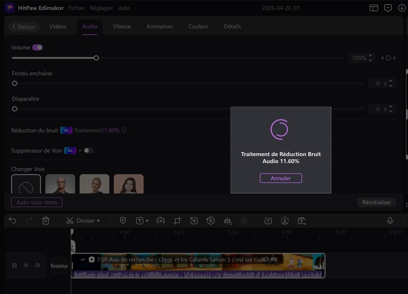 supprimer bruit de fond vidéo avec Edimakor