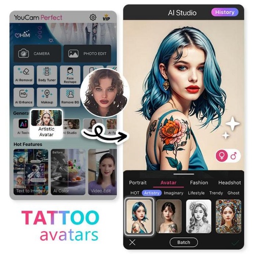 générateurs de tatouage IA youcam