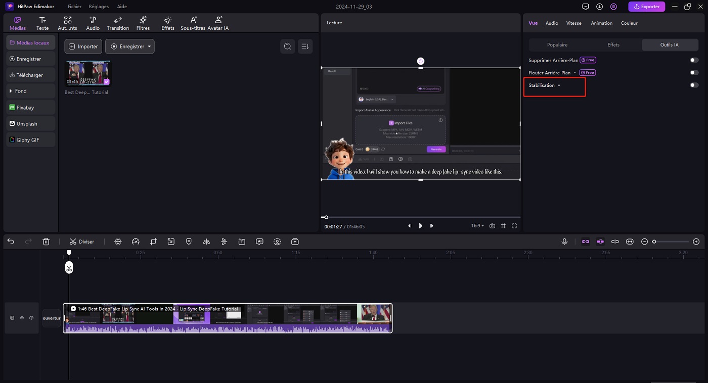 ai video stabilizer edimakor