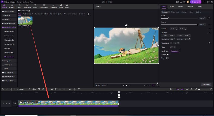 animation d'amélioration vidéo