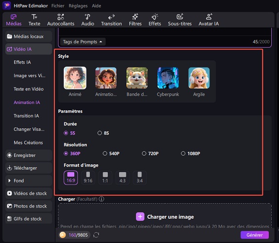 Selecting Animation Style and Settings