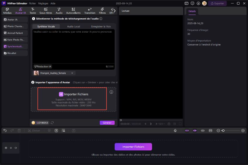vous avez un générateur de vidéo d'avatar