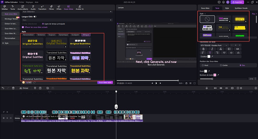 hitpaw edimakor personnaliser le préréglage des sous-titres