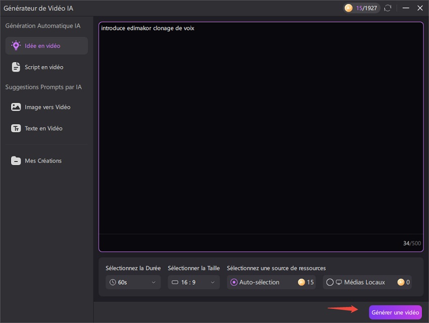 generer une video