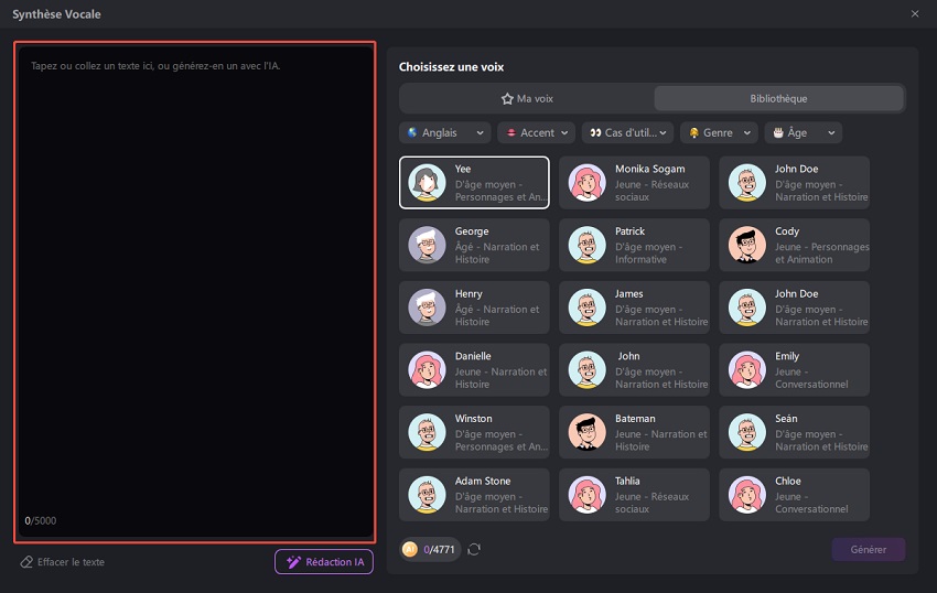Guide de synthèse vocale Hitpaw Edimakor : choisir le style de texte