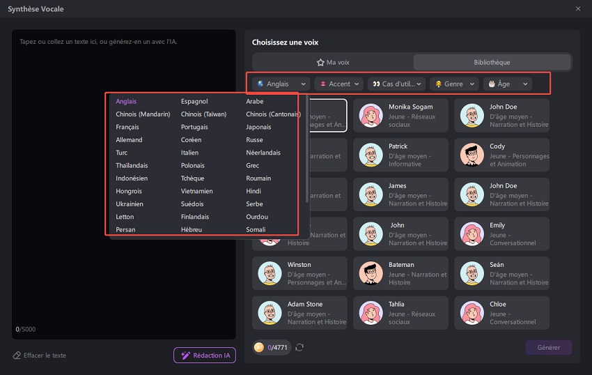 Guide de synthèse vocale Hitpaw Edimakor : modifier le texte