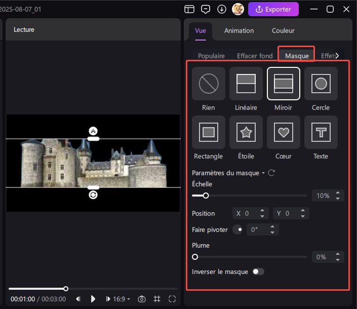 masque vidéo d'image clé