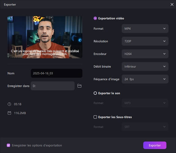Export the text-based editing Video
