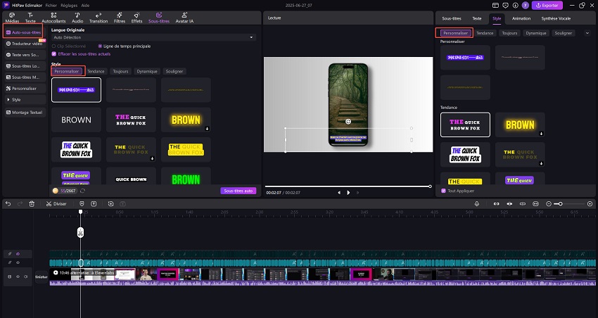 hitpaw edimakor personnaliser le préréglage des sous-titres