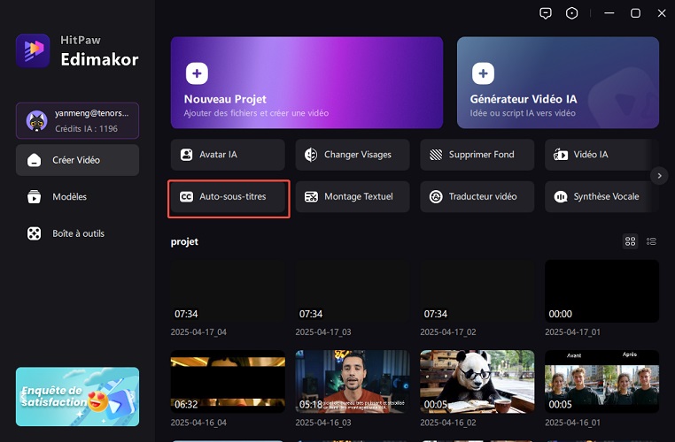hitpaw edimakor interface de sous-titrage automatique