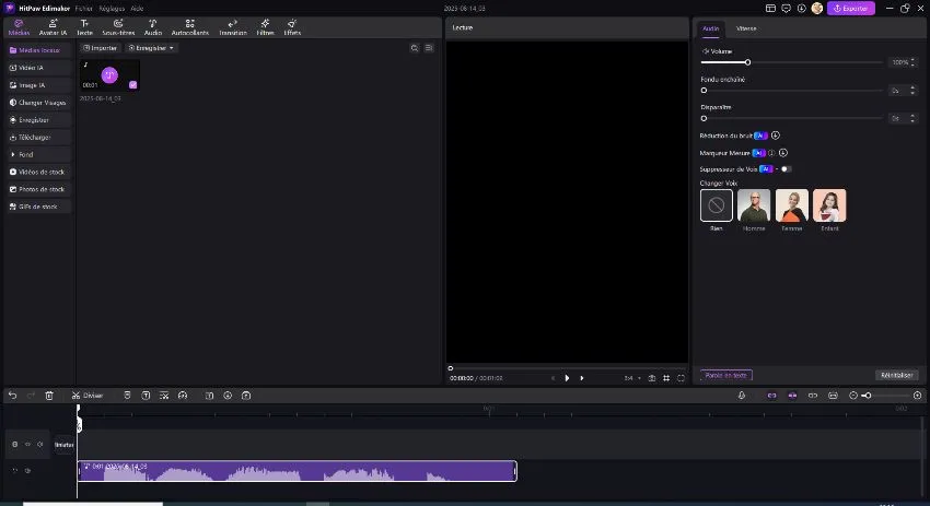 Guide de synthèse vocale Hitpaw Edimakor : réglage de la vitesse audio
