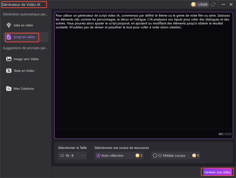 générateur de script vidéo gratuit 3