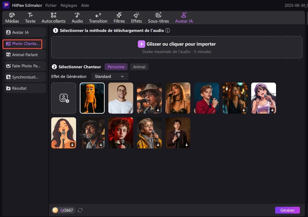 faire chanter une photo étape 2