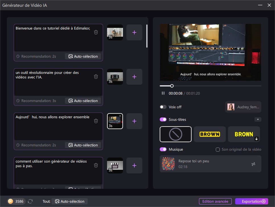 guide du générateur de vidéo edimakor ai 2