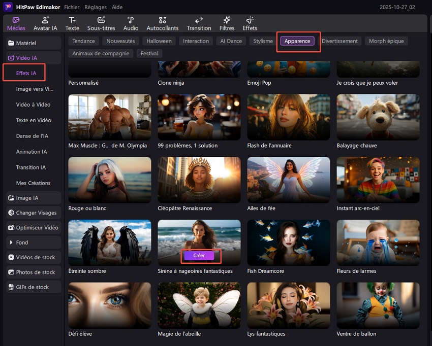 choisir l'effet d'échange de corps