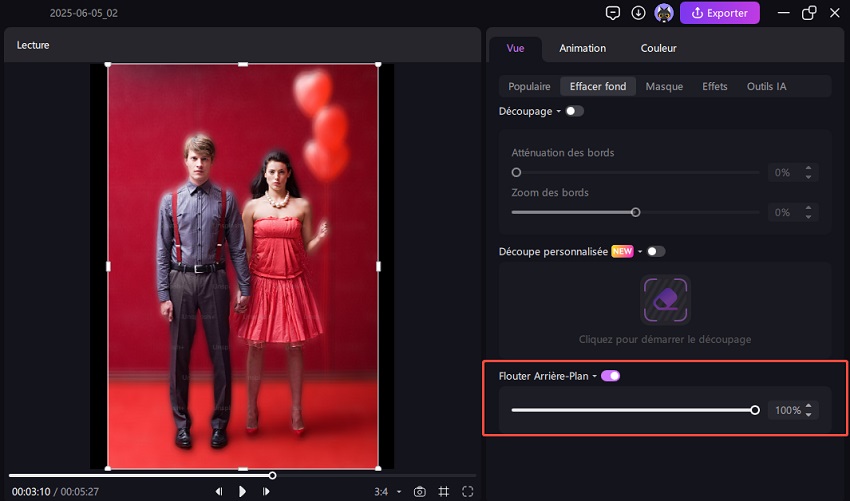 flouter l'arrière-plan vidéo avec edimakor