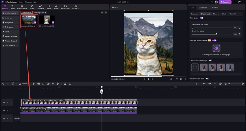 importer l'arrière-plan vidéo dans Edimakor