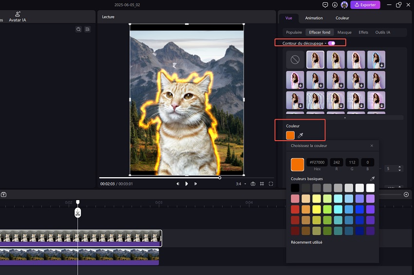 ajouter des effets pour la découpe vidéo IA